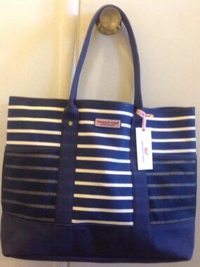 Vineyard Vines Navy White Stripe Tote Bag